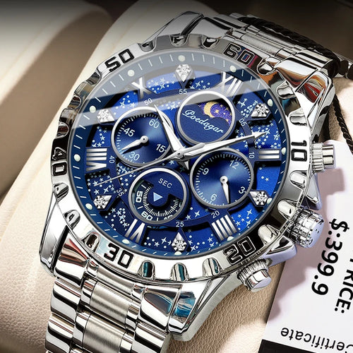 POEDAGAR Luxury Watch for Man Quartz Sports Men Watch Waterproof Luminous Stainless Steel Chronograph Men's Watches Clock Reloj