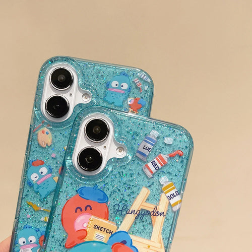 Luxury Glitter Hangyodon Case – Sanrio Cartoon Anti-Fall Cover for iPhone 11–16 Pro Max