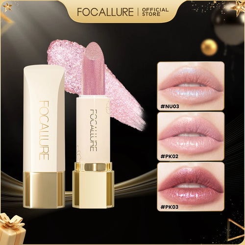 FOCALLURE Glitter Lip Balm – 8 Colors, Moisturizing & Plumping Long-Lasting Lipstick