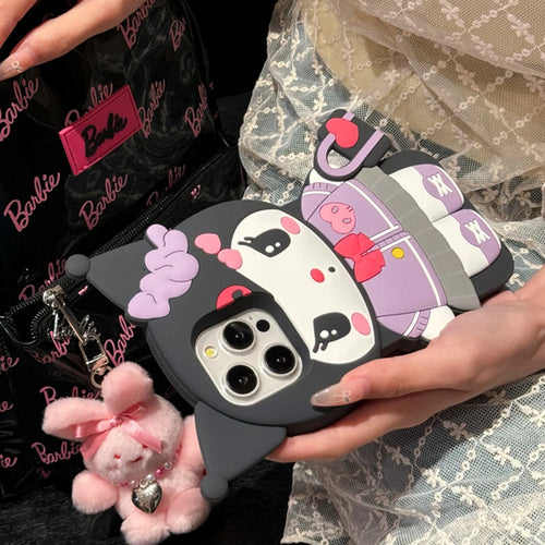 Hello Kitty & Kuromi Handbag Case – Soft Silicone Cover for iPhone 16 15 14 13 12 11, Pro, Plus, Max