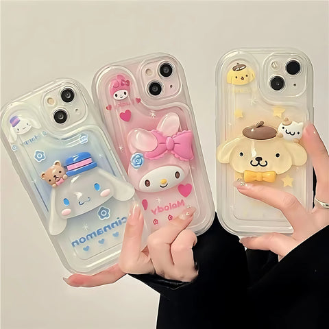 Sanrio Cute My Melody Case – Airbag Shockproof Cover with Bracket for iPhone 7–16 Pro Max