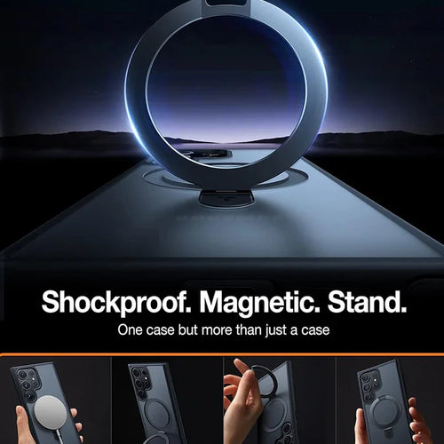 Magnetic Matte Case with Ring Stand – Translucent Cover for Samsung Galaxy S22-S25 Ultra/Plus