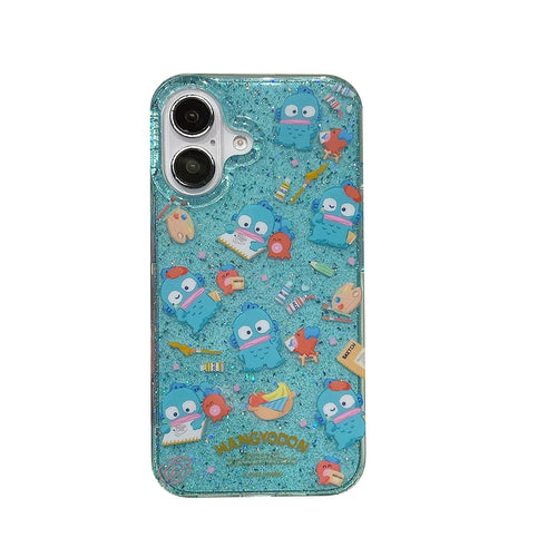 Luxury Glitter Hangyodon Case – Sanrio Cartoon Anti-Fall Cover for iPhone 11–16 Pro Max