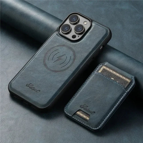 EUCAGR 2-in-1 Magsafe Wallet Case – Detachable Leather Shockproof Cover for iPhone 12–16 Pro Max