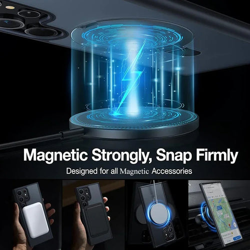 Magnetic Matte Case with Ring Stand – Translucent Cover for Samsung Galaxy S22-S25 Ultra/Plus