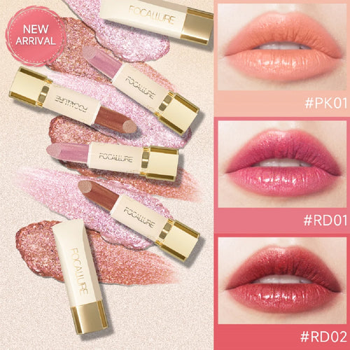 FOCALLURE Glitter Lip Balm – 8 Colors, Moisturizing & Plumping Long-Lasting Lipstick